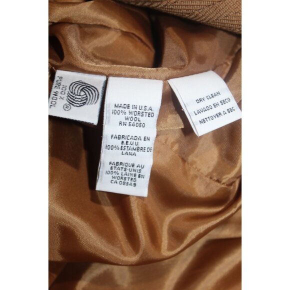 VINTAGE 1980s CHRISTIAN DIOR BEIGE 2 PIECE SUIT SET SKIRT & BLAZER PINSTRIPE USA - Picture 12 of 16